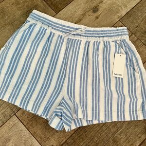 Splendid Blue and White High Waist Shorts Small New Linen 55%
